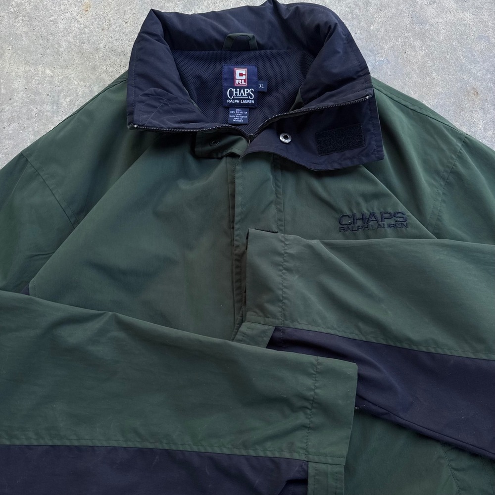 Vintage 90s Chaps Ralph Lauren Windbreaker Workwear Jacket Green XL (k3)